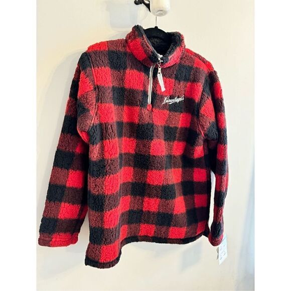 J. America Women’s Medium Leinenkugel Beer Promo Plaid 1/4 Zip Fleece Jacket Coa - Picture 4 of 7